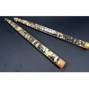 Vintage Lucite Candles, Clear with Gold Flecks (2)